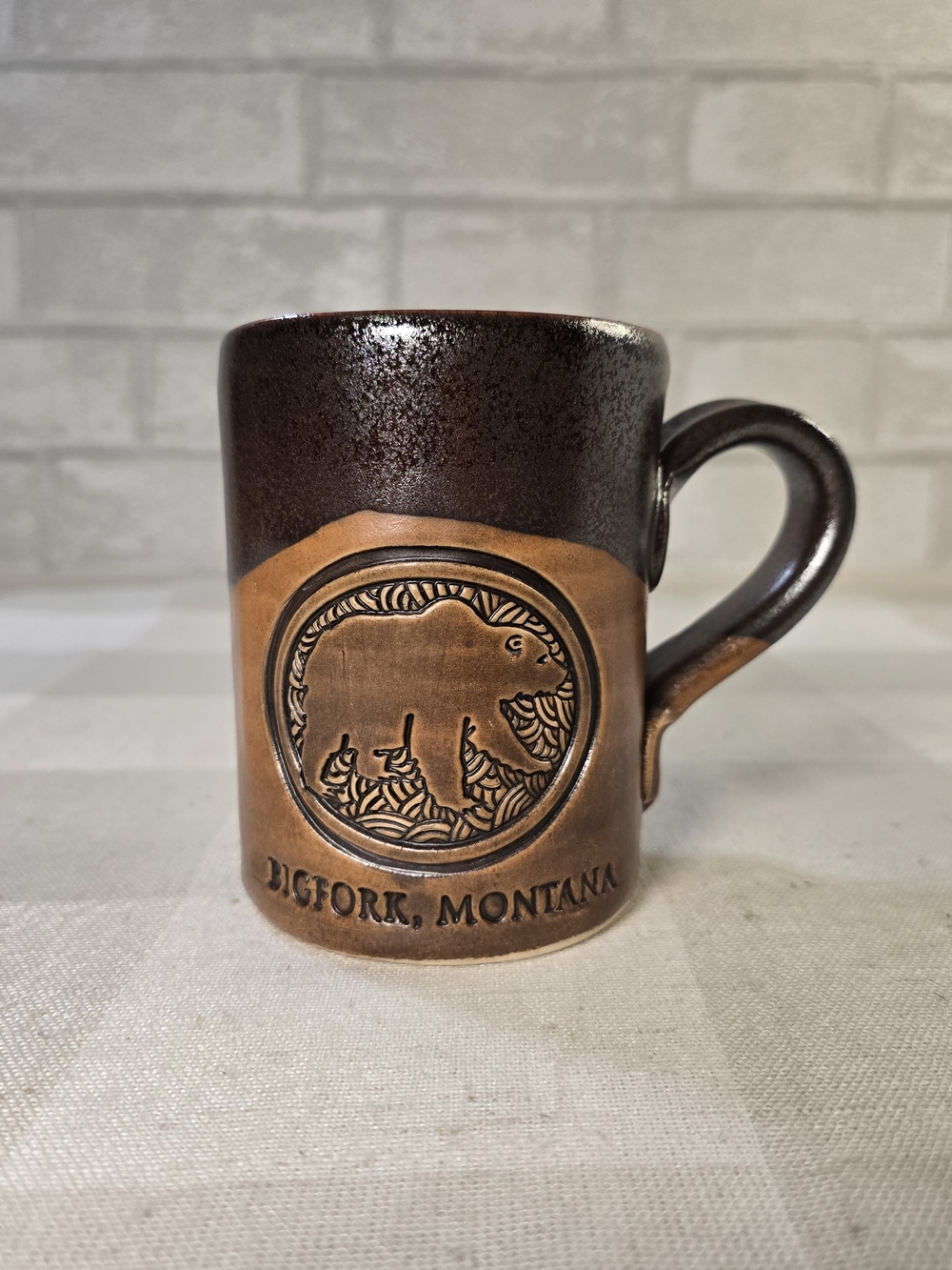 Cold Mountain Pottery Stoneware Mug Bigfork Montana Brown Bear 2016